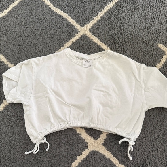 Zara Kids White Cropped T-Shirt with Ties - Picture 2 of 5
